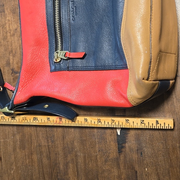 Coach Legacy Colorblock Duffle Leather Red Tassel Coach Tag Red Navy Tan Supple - Picture 14 of 15
